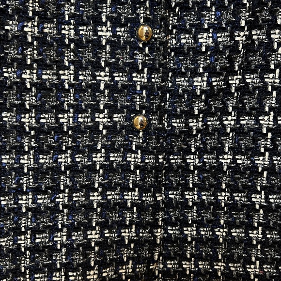 Joseph Ribkoff 10 Black+White Textured Plaid Blazer gathered sleeves - Picture 7 of 16